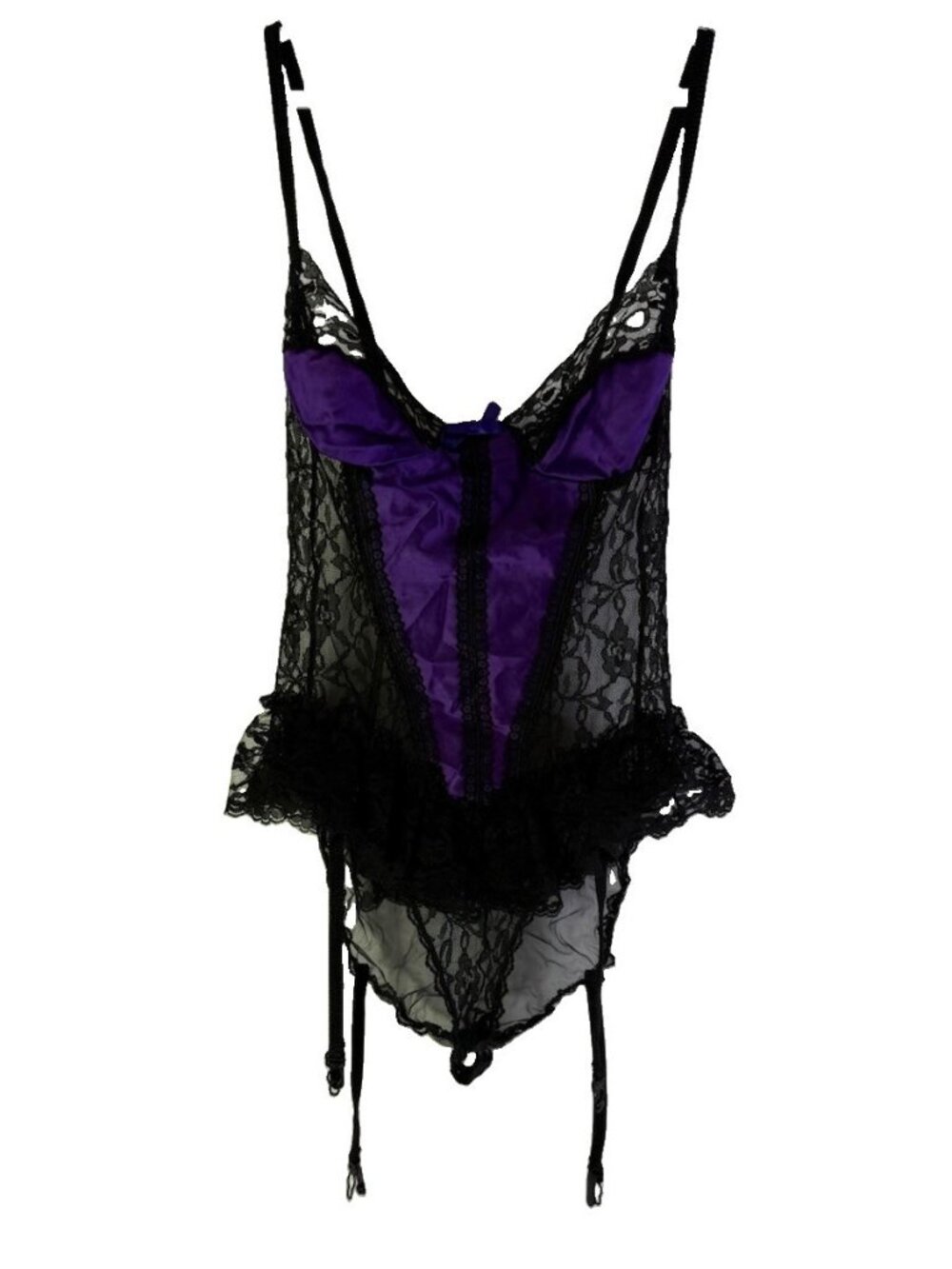 Vintage 80s Teddie Lingerie Bodysuit Sheer Black Boudoir
